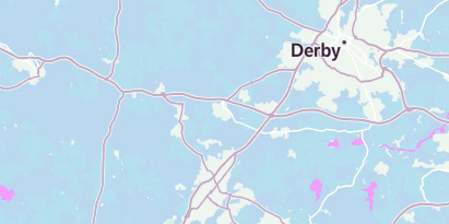 Map showing Hilton Garage near Derby
